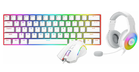 Combo Redragon Gamer 3 en 1 Teclado K630 Dragonborn Switch Red + Mouse M607 Griffin + Headset H350 Pandora S129W