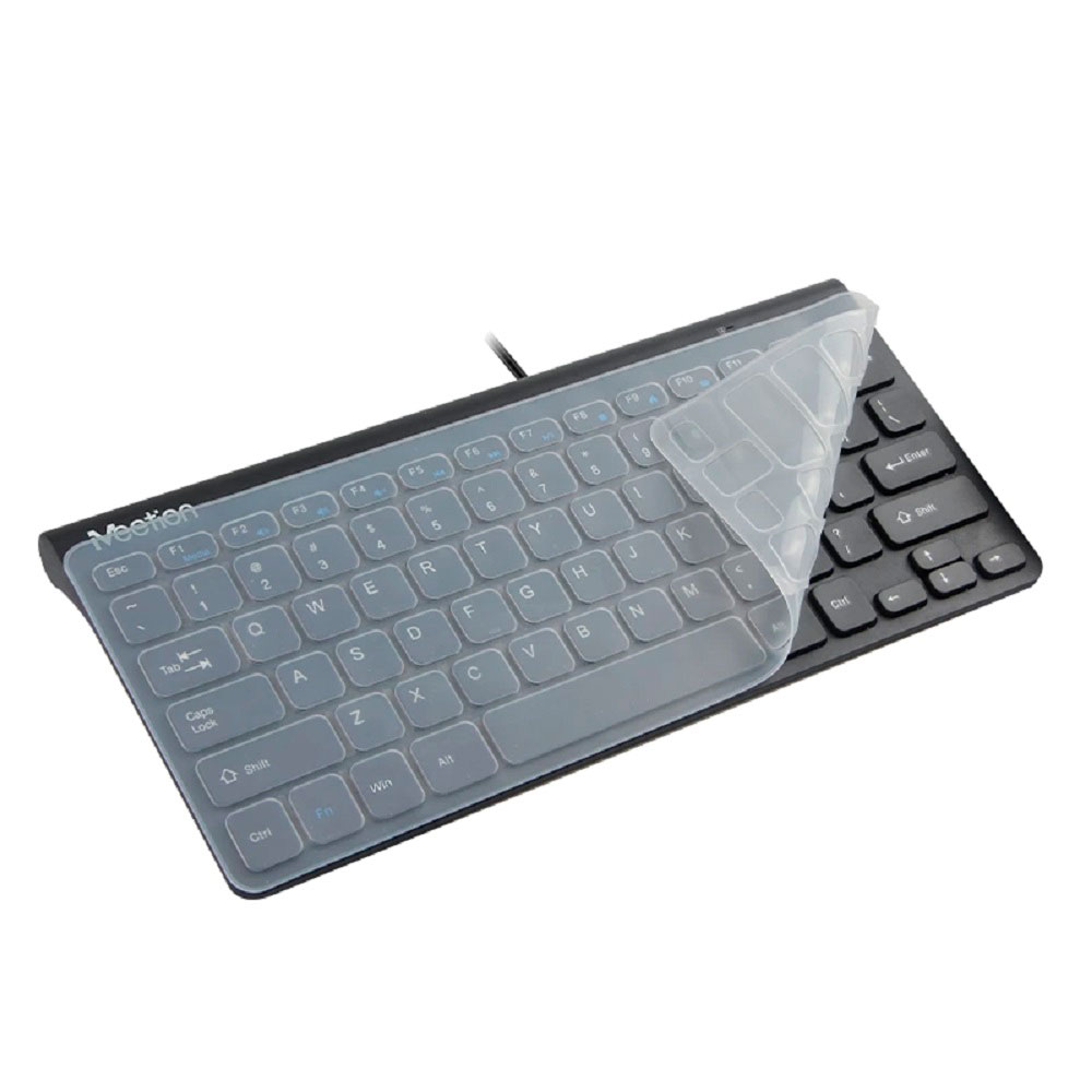 Teclado Mini Meetion MT-K400, Conexion USB + Protector de teclado transparente, 12 atajos Multimedia, Black