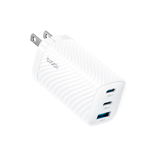 [13107] Cargador TOOCKI USB A + 2 TIPO C, 65W, White, TCT65-BWA02
