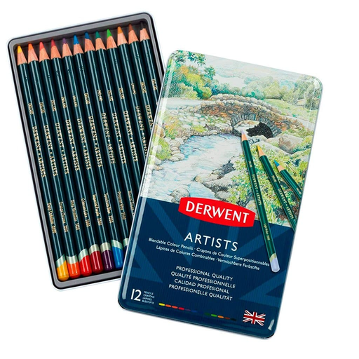 [ART21323] Caja Metal Lápices de Colores Derwent Artists base cera 12 unidades