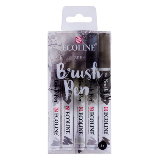 [14935] Estuche Con 5 Marcadores Ecoline Brush Pen Tonalidad Grises
