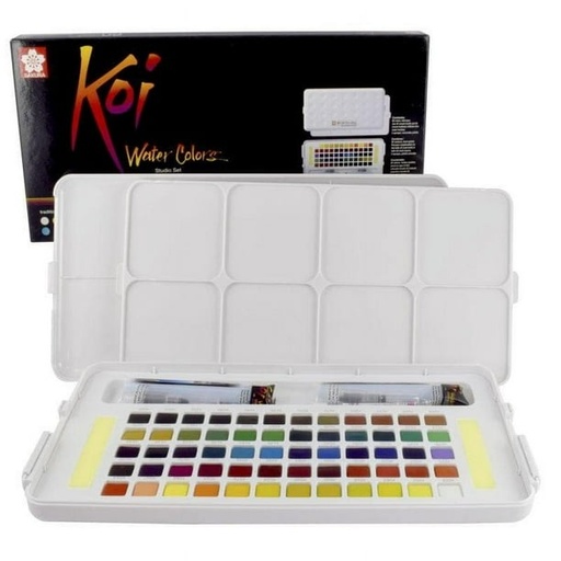 [15017] Estuche de Acuarelas Portatil con 60 colores + 2 Pinceles largos Koi Sketch Box - KOI