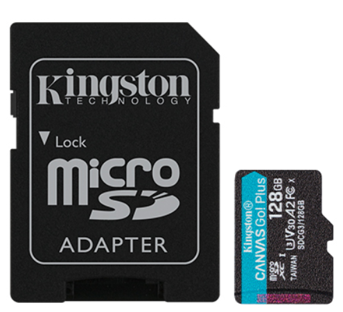[16326] MEMORIA MICROSD KINGSTON 128GB V30 U3 CANVAS GO plus SDCG3/128GB