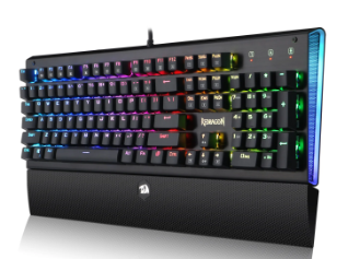 [16428] Teclado Mecanico Redragon ARYAMAN RGB, Color Negro, Switch Rojo, K569, reposa muñeca, Full key anti-ghosting, Golden plated USB