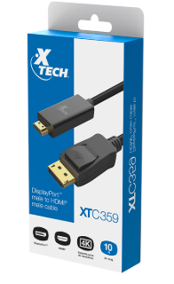 [16873] Cable Xtech Display Port a HDMI, 3M Black, XTC-359