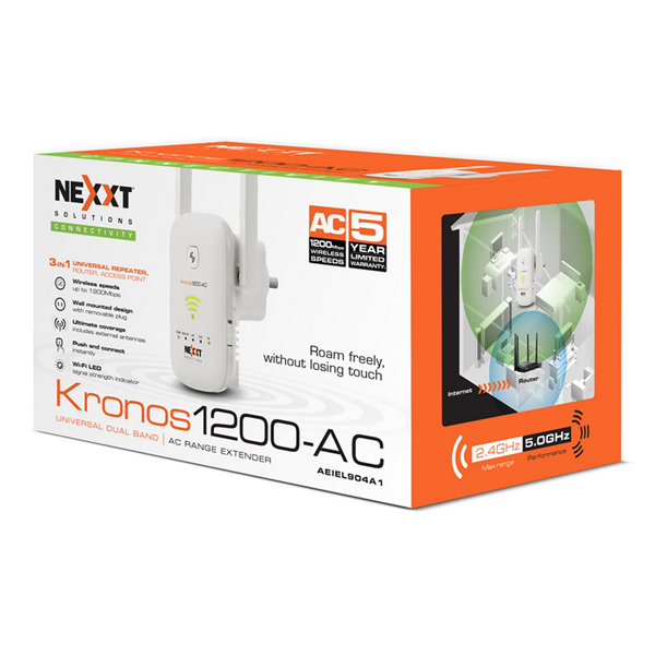 Router Nexxt Kronos1200AC Amplificador de señal 120Mbps AEIEL905U1