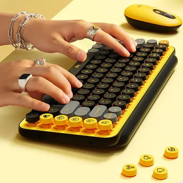 Logitec Teclado Mecánico POP Emoji Keys Inalámbrico ESP Yellow - 920-010713