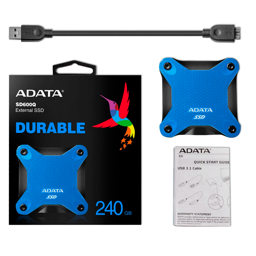 SSD Externo ADATA ASD600Q 240GB USB 3.1- Azul ASD600Q-240GU31-CBL