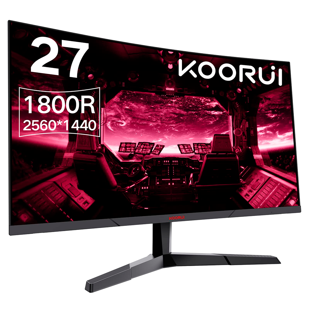 Monitor KOORUI 27&quot;, QHD 1440P, 144 Hz (1 ms, panel VA curvado 1800R, DP, HDMI) 27E6QC