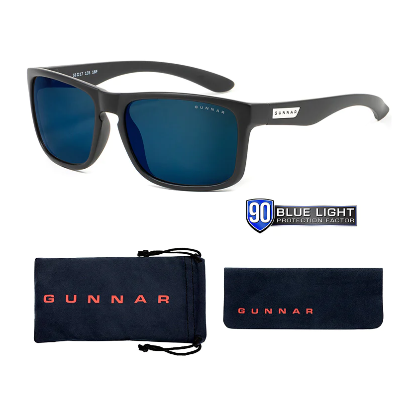 Gafas GUNNAR INTERCEPT ONYX SUN, Edicion Lentes para Sol, Blocks harmful blue light and 100% UV, Premium AR Coatin, policarbonato - INT-00111