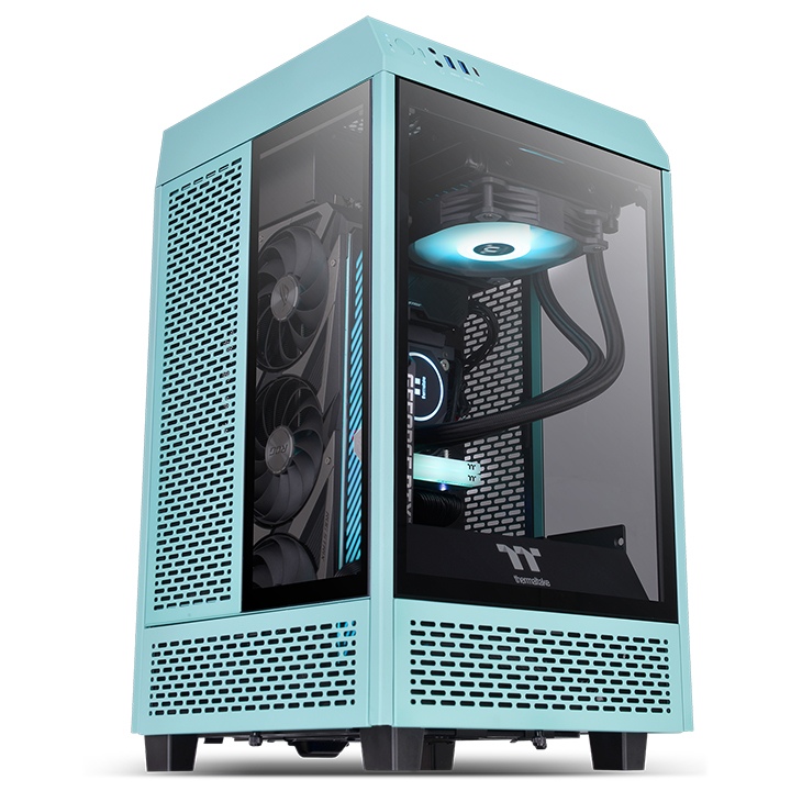 Case Thermaltake The Tower 100 Mini ITX Edition, USB 3.2, Tipo C, Temp Glass, Turquesa