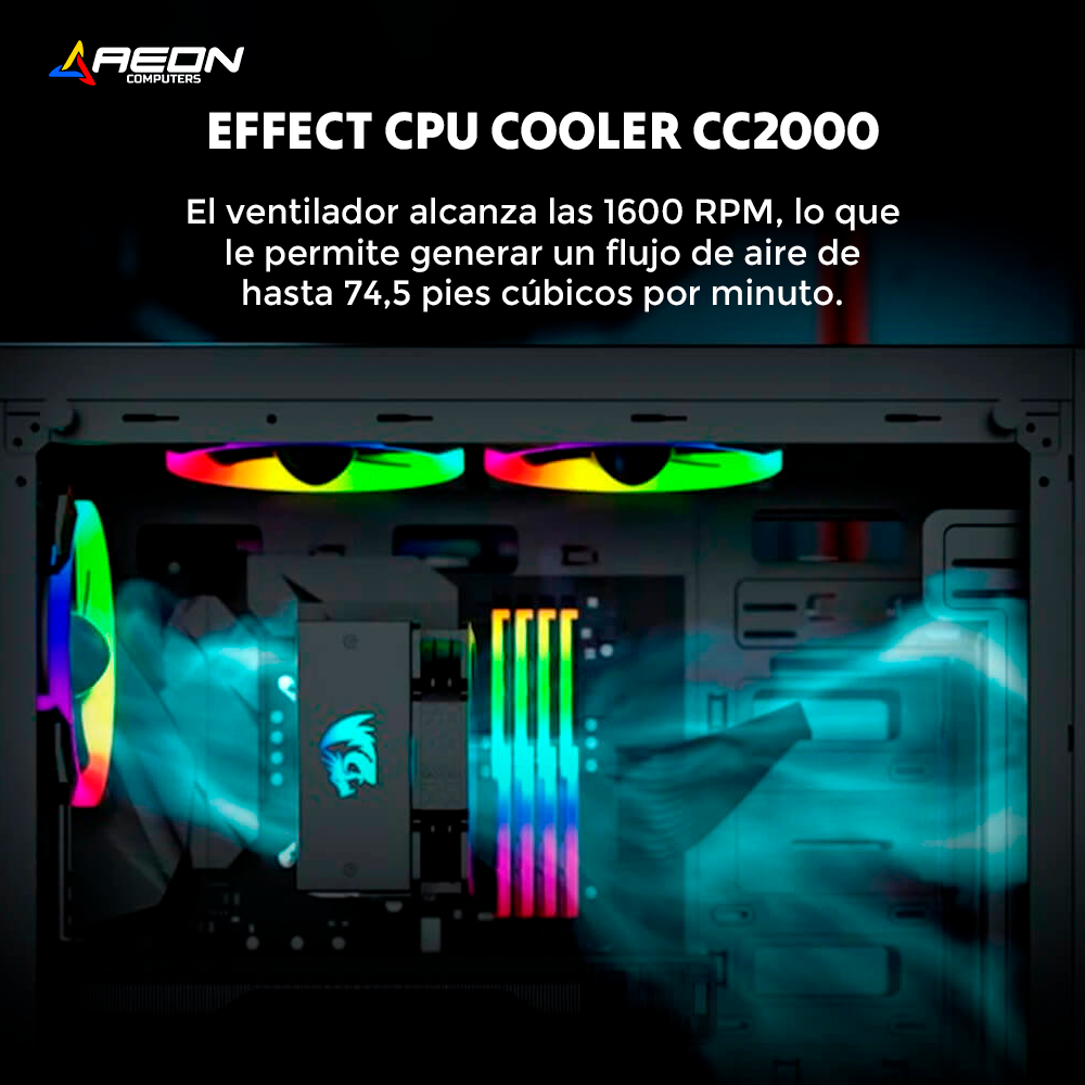 Cooler Enfriamiento Redragon CC-2000 Effect RGB Air CPU (120mm fan) TDP 135W