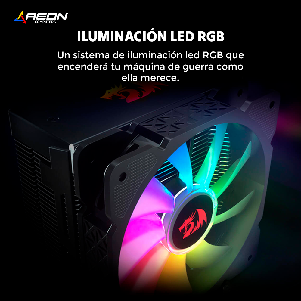 Cooler Enfriamiento Redragon CC-2000 Effect RGB Air CPU (120mm fan) TDP 135W