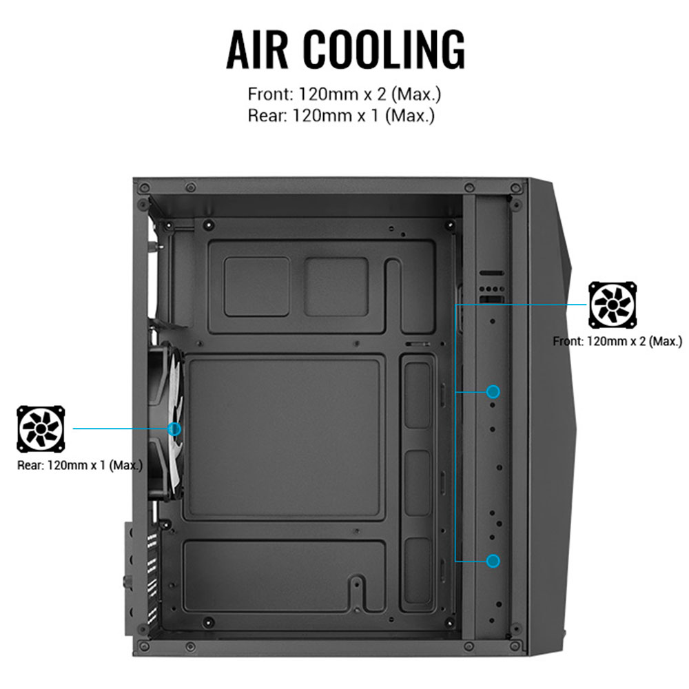 Case AeroCool Raider, Vidrio templado RGB, Mini-G-BK-v1