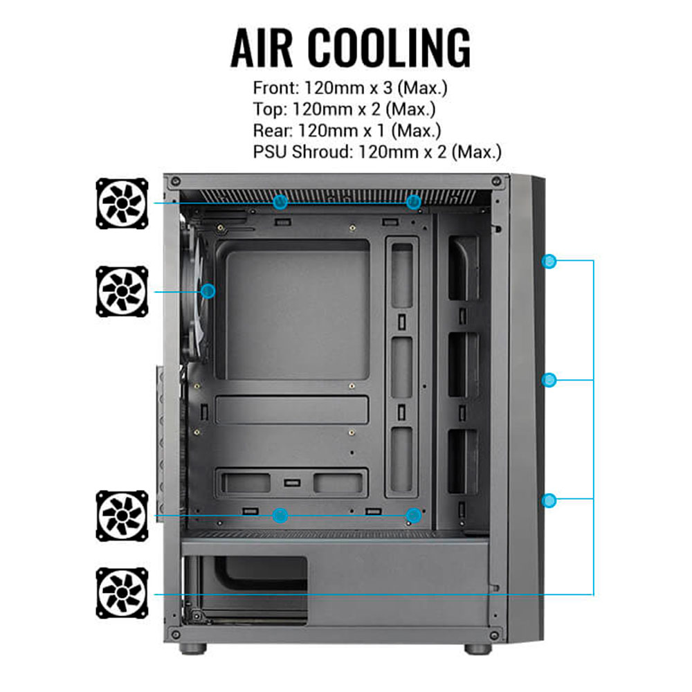 Case Aerocool Delta RGB, 1 Fan RGB + 3 Fan, ACCM-PV45043