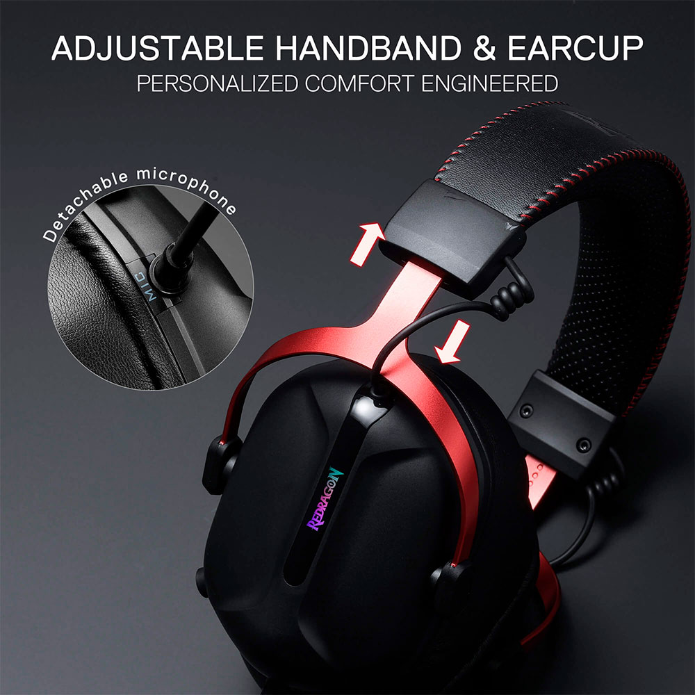 Headset Gamer Redragon Cybill, RGB,  Wired H312, USB, Sonido 7.1, Microfono Desmontable