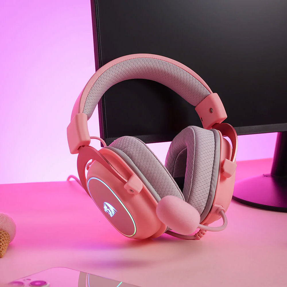 Headset Redragon H510 Zeus X RGB - USB - 7.1 Envolvente Virtual - Pink