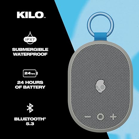 Bocinas Skullcandy KILO Gris Bluetooth 5.3 IPX7 Resistente al agua, 24hrs, USB-C - 2SKSK1845O0L2