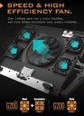 Cooler para laptop G200 Plus Lightstrip, Ventilador 5 Veloc. soporta hasta laptops 16", con Celular stand