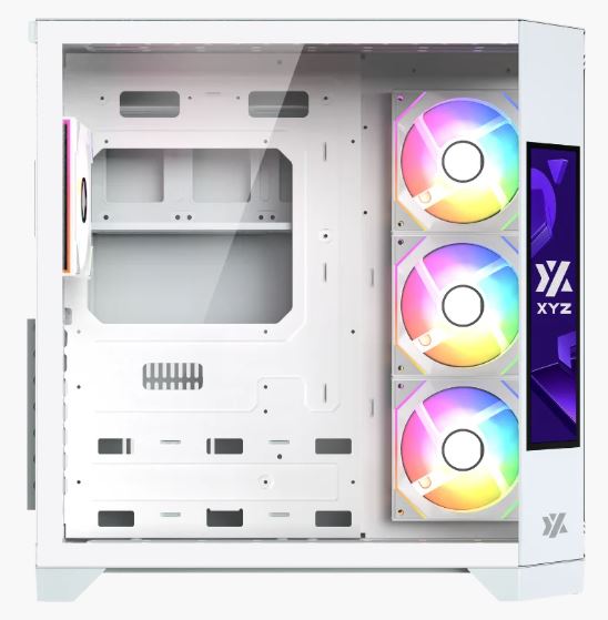 Case XYZ Neutron BLANCO -  Mid Tower Dual Chamber,pantalla LCD 8.8",  4 ventiladores AURAX A-RGB PWM, soporta: ATX / Micro-ATX / Mini-ITX, ARGB y PWM, con MB Sync - X-CS-NEUTRON-W/XYZ-SA-839