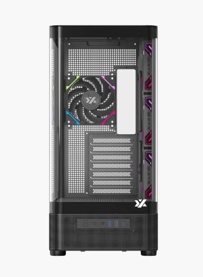 Case XYZ QUANTUM PRO, Negro. 6.2" Smart Display, Compatible  ATX, Micro-ATX, and Mini-ITX , Graficas hasta 400 mm, and CPU coolers180 mm. Incluye 4 XYZ Vortex A-RGB fans con Inversion