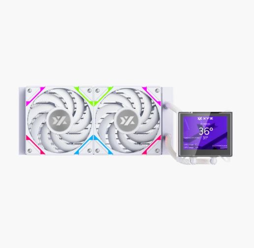 Enfriamiento liquido XYZ HydroView 240mm BLANCO - XYZ-ventiladores 2500rpm,  Pantalla LCD 3.5",  ventiladores PWM Vortex PRO - X-WC-HYDROVIEW-240W/XYZ-SA-856