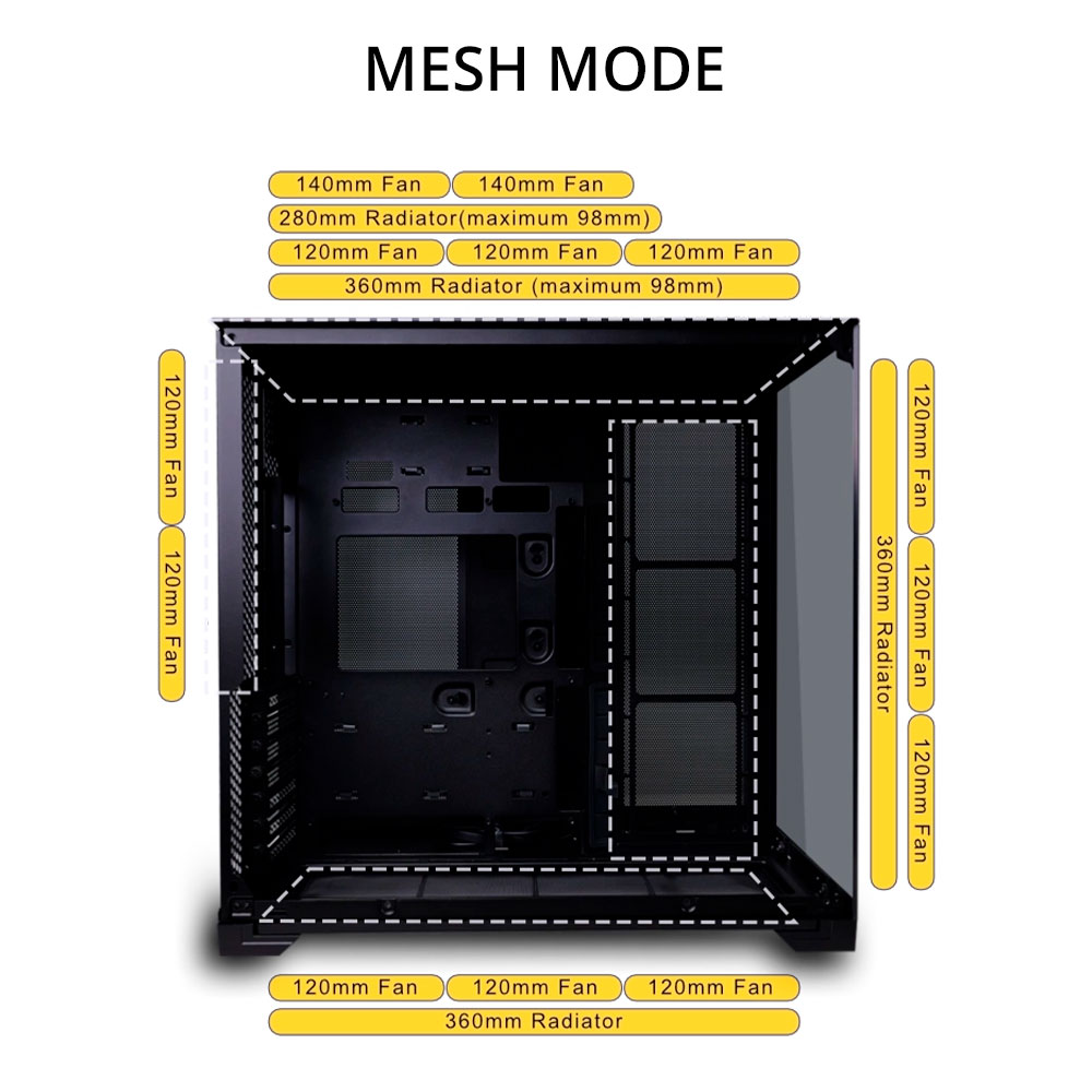 Case  Lian Li O11 Vision Compact Mid Tower ATX PC Case - NEGRO - G99.O11VPX.00