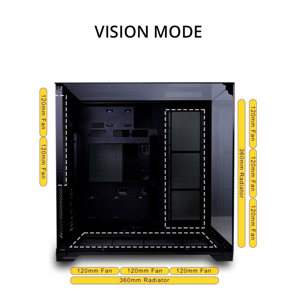 Case  Lian Li O11 Vision Compact Mid Tower ATX PC Case - NEGRO - G99.O11VPX.00