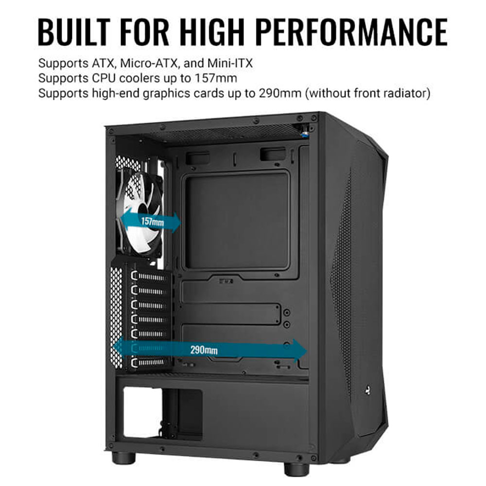 Case Aerocool Falcon ARGB - Falcon-G-BK-v2 Vidrio Temperado - 4 x Fan ARGB 120mm ACCM-PV41143