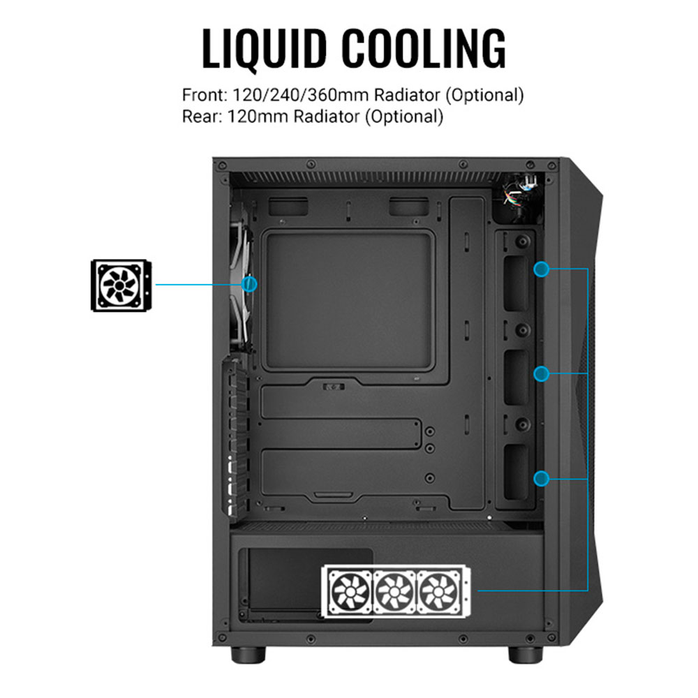 Case Aerocool Falcon ARGB - Falcon-G-BK-v2 Vidrio Temperado - 4 x Fan ARGB 120mm ACCM-PV41143