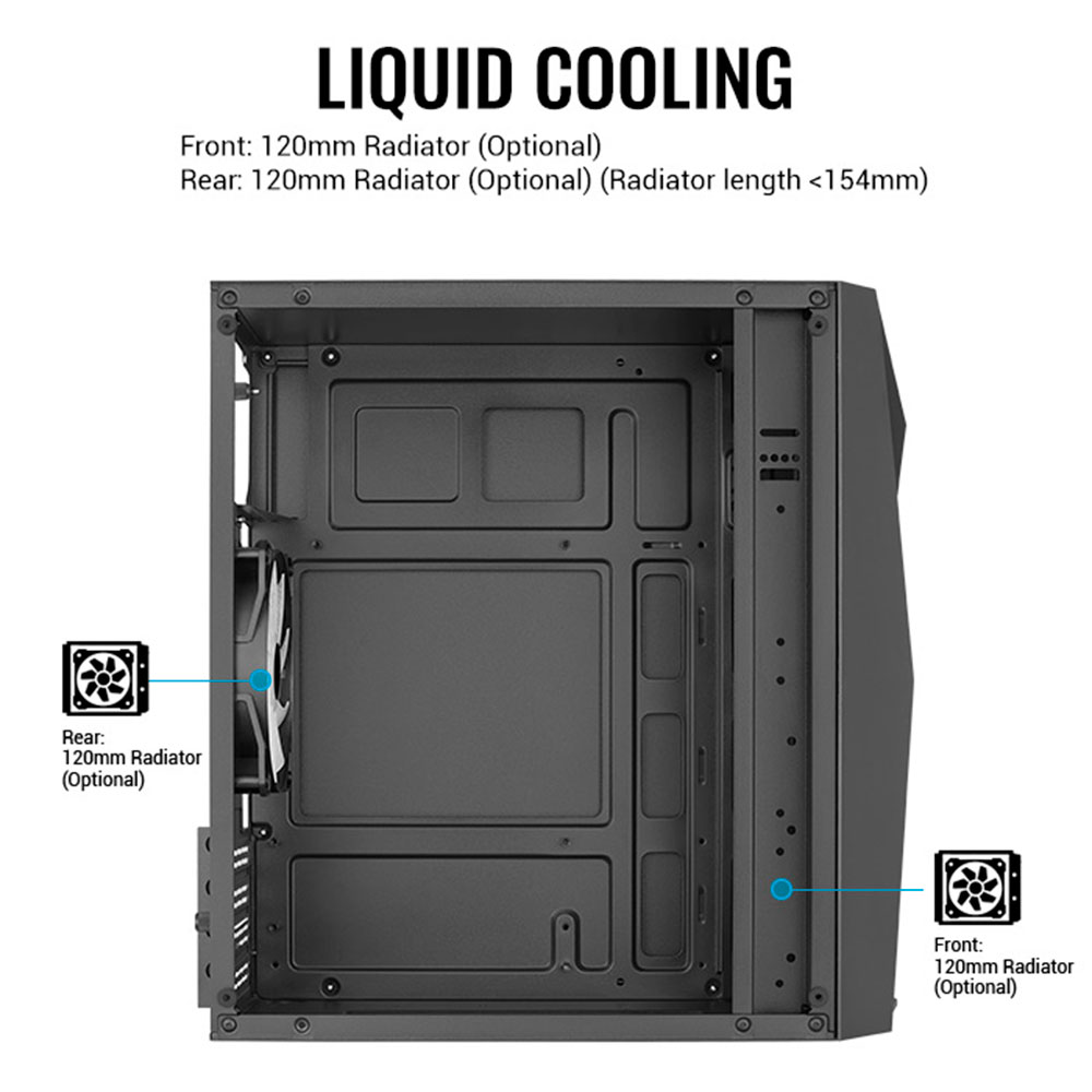 Case AeroCool Raider, Vidrio templado RGB, Mini-G-BK-v1