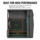 Case AeroCool Raider, Vidrio templado RGB, Mini-G-BK-v1