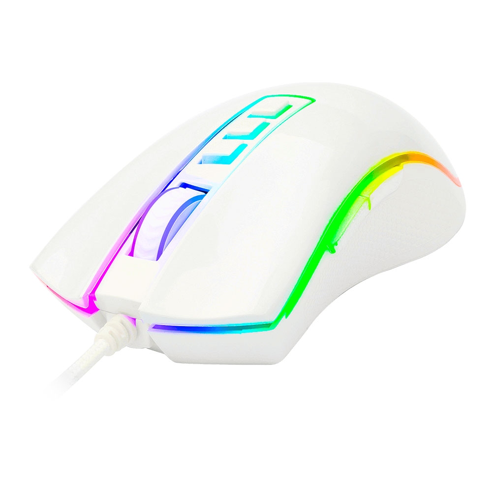 Mouse Gaming Redragon M711W- Blanco FPS COBRA FPS, Sensor Pixart P3360 10,000DPI RGB Chroma, 8 Botones programables