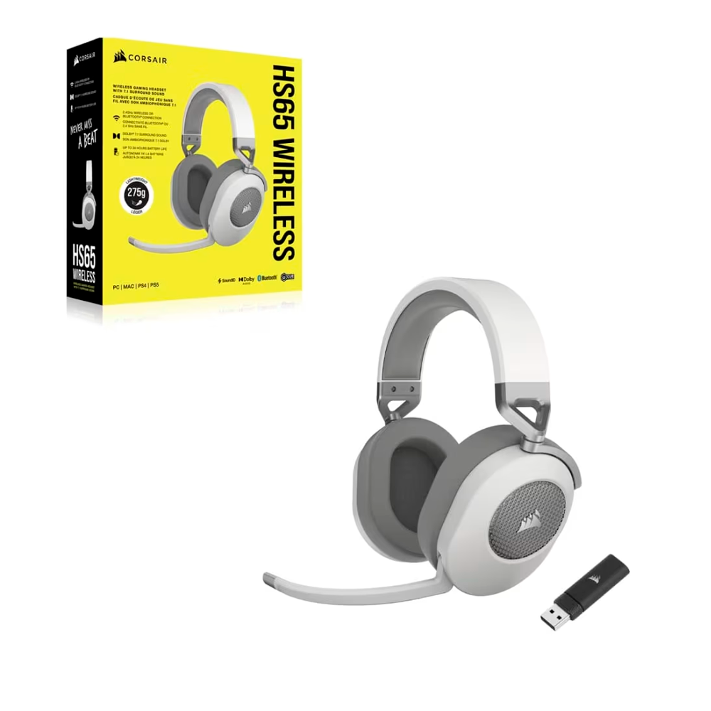 Headset Corsair HS65 Wireless Blanco - CA-9011286-NA2