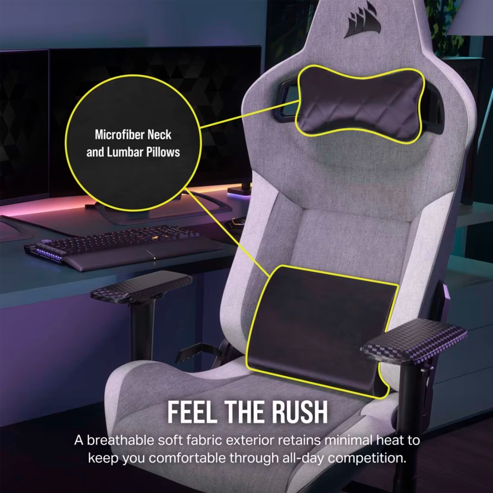 Silla Corsair T3 Rush Gris / Blanco - CF-9010058-WW-DS