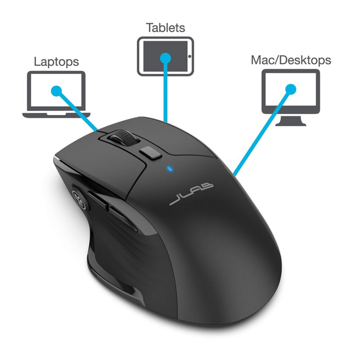 Mouse Bluetooth JBUDS MOUSE BLACK, 3 dispositivos, Recargable,  4 meses bat, BT 5.2