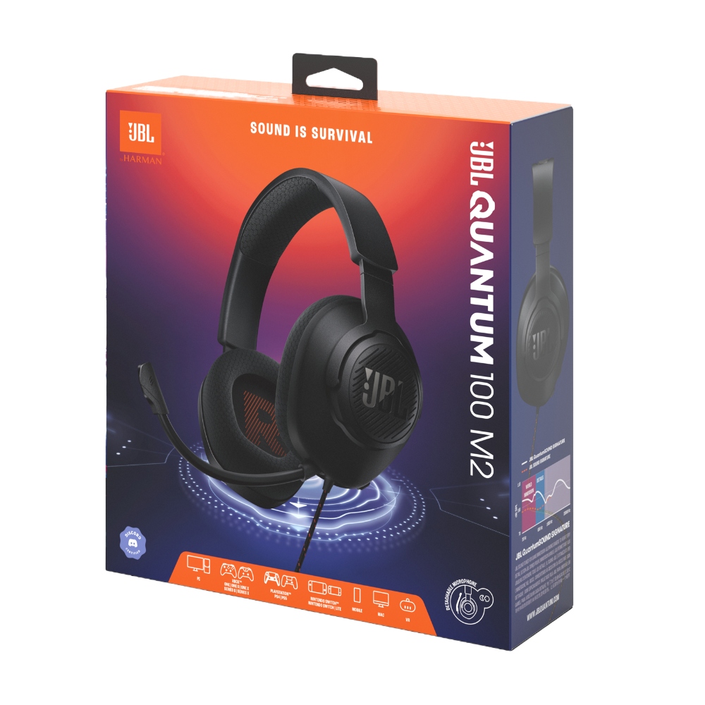 Headset, JBL Quantum 100 M2 Gaming Black, JBLQTUM100M2BLKAM