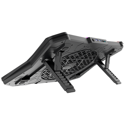 Base Ventilador para Laptop MEETION MT-CP4040, Ángulo operable: 6,5-45 grados • Dimensión: 370*265*32mm • Fuerza: 4W-5W,  2USB