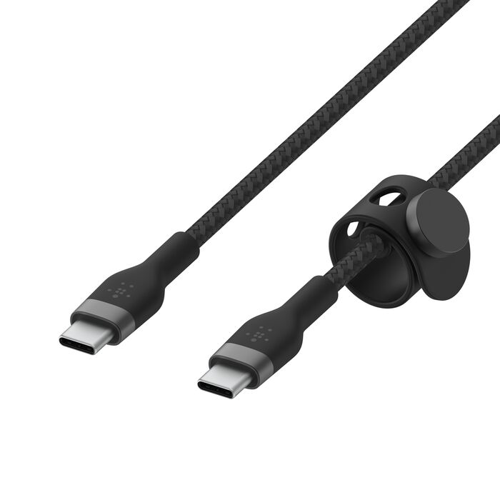 Cable Belkin Pro Flex USB-C a USB-C con correa 3M Negro, CAB011bt3MBK