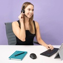 Headset JLAB, Bluetooth, Multipunto 2 dispositivos, 50Hrs., quick mute MIC, Go Work Pop On-Ear Headset PC+MAC+CEL -HBGWRKPOPRBLK4