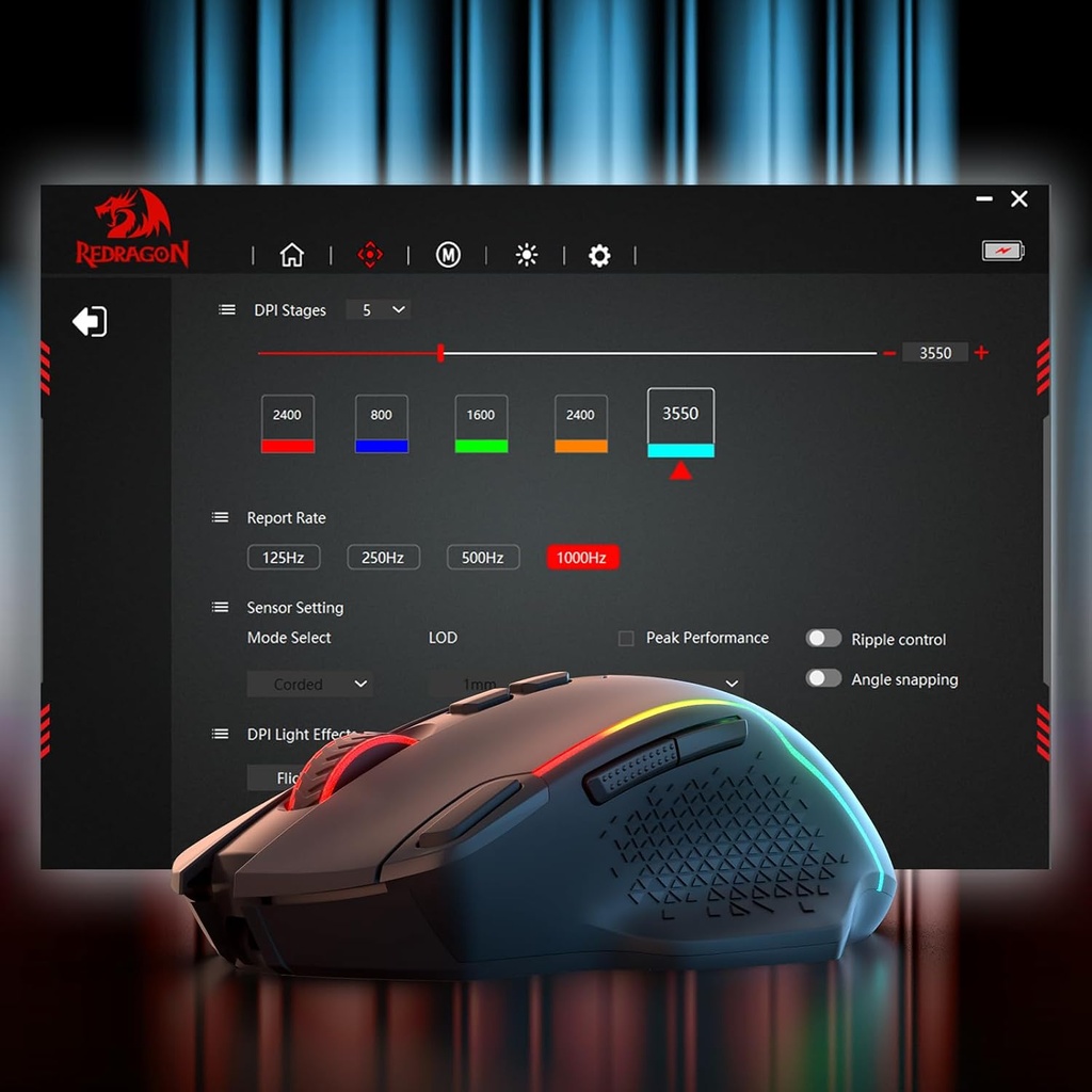 Mouse Redragon Taipan MAX - Negro - M810RGB-MAX, 12000 DPI con cable/mouse RGB inalámbrico con llave de fuego rápido, 8 botones macro