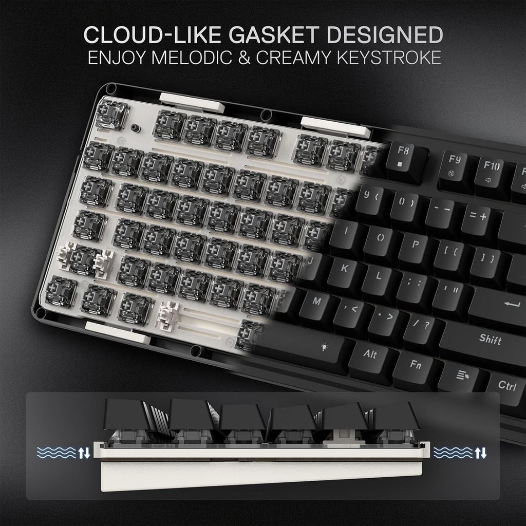 Teclado Mecanico Redragon Antonium 108 - Negro - K745-RGB, 4 teclas de acceso rápido, amortiguación de ruido de 5