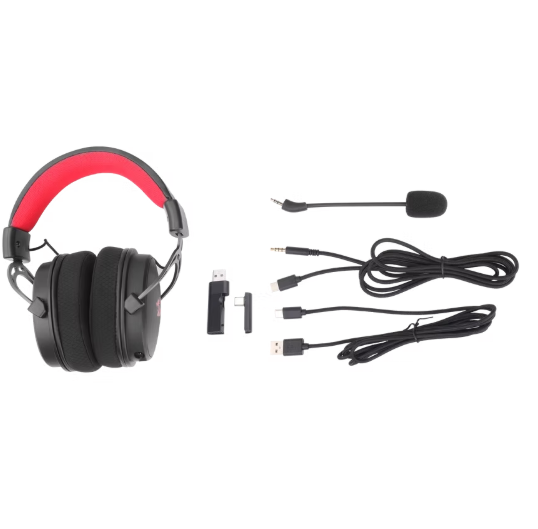 Headset Inalambrico Redragon Cragblade Pro -  PC, PS4/5, Switch, Xbox - H541-PRO, USB 2.4GHz (USB Type-C adapter included), Bluetooth, USB Type-A, 3.5mm, driver 50mm, 7.1