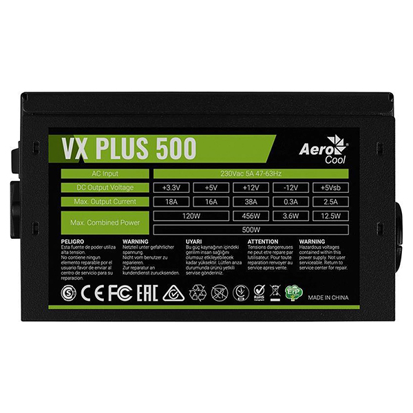 Fuente de Poder AeroCool VX PLUS 500 Black