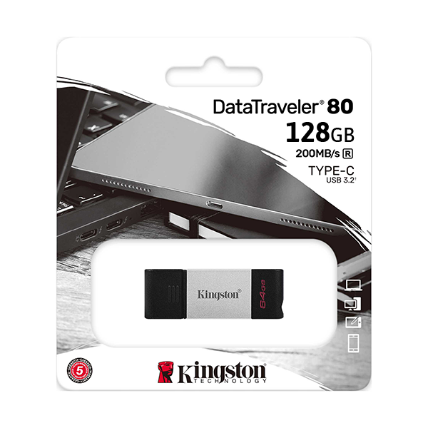 Memoria USB Kinston 128GB DataTraveler 80 USB Type C, 3.2 Gen1