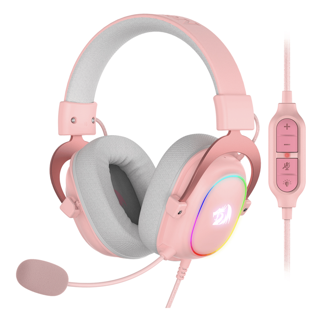 Headset Redragon H510 Zeus X RGB - USB - 7.1 Envolvente Virtual - Pink