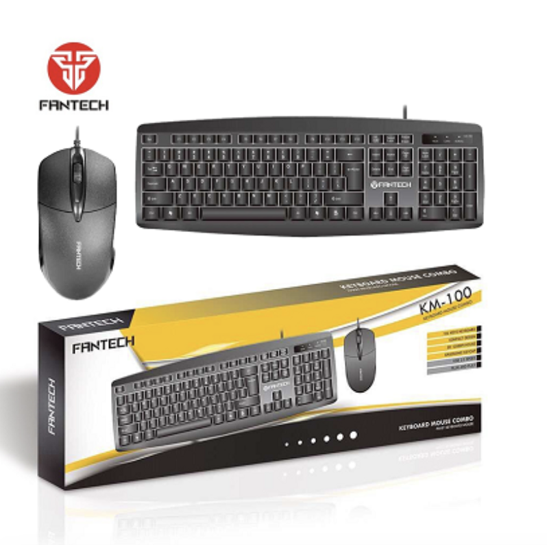 TECLADO Y MOUSE COMBO USB FANTECH KM-100, INGLES