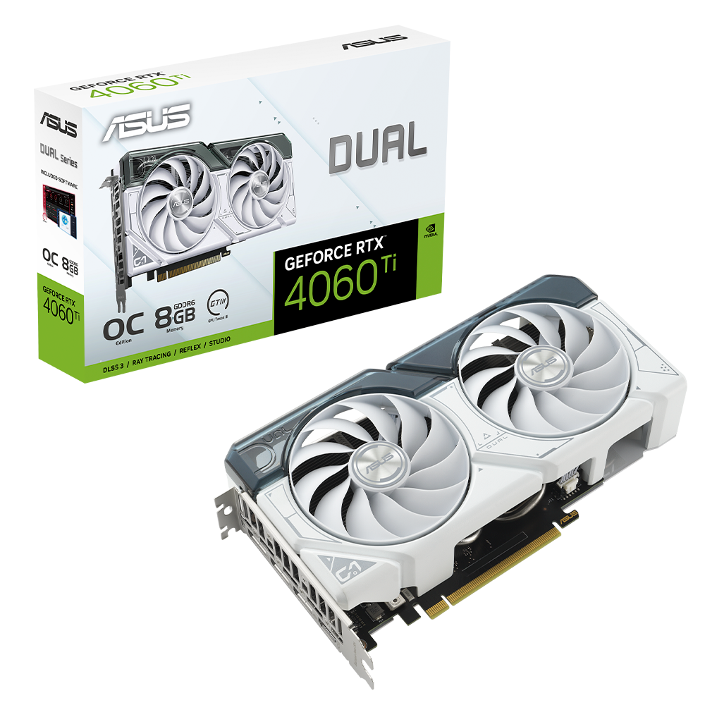 TARJETA DE VIDEO ASUS Dual GeForce RTX™ 4060 Ti White OC Edition 8GB GDDR690YV0J42