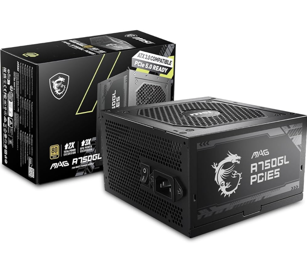 Fuente de poder MSI 750W 80 Plus Gold Full Modular MAG A750GL PCIE5 OPEN BOX