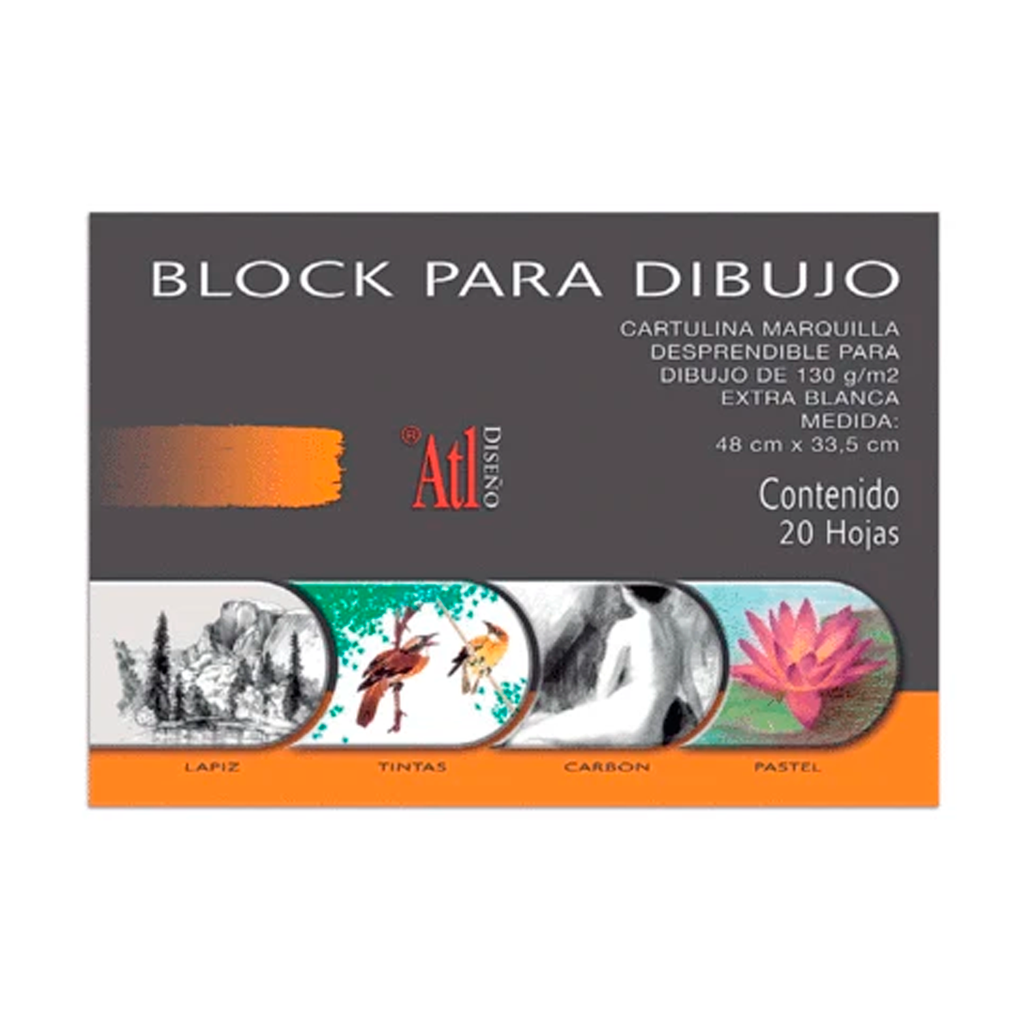 Block de papel para Dibujo 33.5 X 24 - 20 Hojas Pequeño 130G